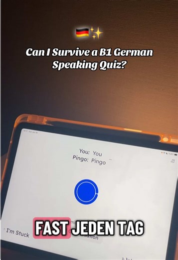 Practicing German speaking at B1 level doesn’t have to be stressful 🇩🇪 In this video, Pingo AI quizzes me with real-life questions and translation tasks to test both fluency and sentence structure. Answering out loud helps turn grammar into something automatic and builds confidence for exams and daily conversations. Getting instant feedback makes it easier to notice mistakes and improve faster. If you’re learning German and want to practice speaking without pressure, this kind of quiz format r