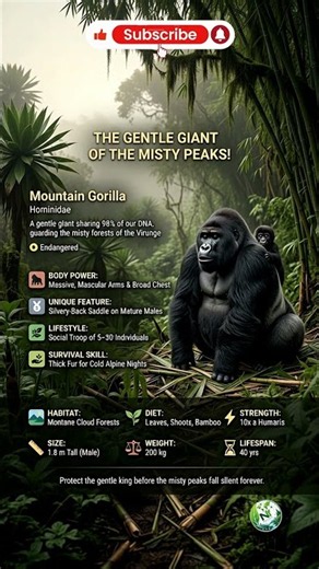 🦍 Mountain Gorilla | Gentle King #MountainGorilla #Endangered #Wildlife