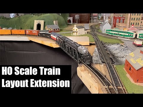 HO Scale Train Layout Extension - New Bridge and Line to Freight Yard