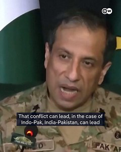 139K views · 1.6K reactions | As the US-backed ceasefire between India and Pakistan holds, Pakistani military spokesman Lt. Gen. Ahmed Sharif Chaudhry says there is no space for war between the nuclear-armed neighbours: "If anyone wants to carve out this space for war, he is actually carving out space for mutual annihilation." | DW News | Facebook