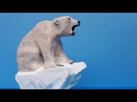 Wood Carving a Skinny Polar Bear on Iceberg