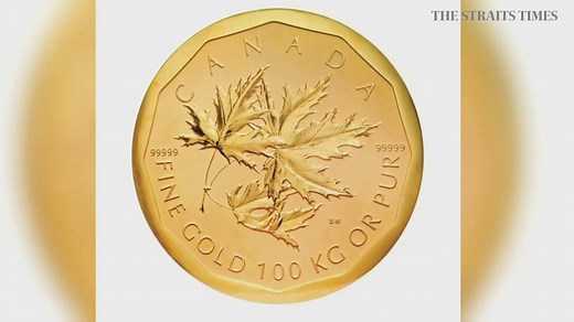 The "Big Maple Leaf" is made of pure gold, weighs 100kg and is worth about US$4 million. And thieves have stolen it from Berlin's Bode Museum. http://str.sg/48Tr | The Straits Times