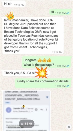Besant Technologies OMR - No.1 Software (IT) Training Institute on Instagram: "*🎉 Uma Shankar’s Success Story!* 🎉 Another inspiring achievement from Besant Technologies – OMR Branch 🚀 🎓 Degree: BCA (2021 Batch) 💼 Role: Data Analyst 💰 Package: ₹6.5 LPA When Uma Shankar joined us, he had just one clear goal: “I want a stable IT career.” Today, that goal has become reality — and more. 🙌 This transformation didn’t happen by luck. It happened through consistent effort, expert guidance, and rea