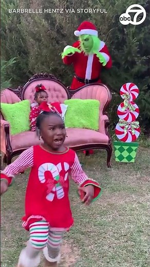 Girls run away screaming after Grinch disrupts holiday photoshoot
