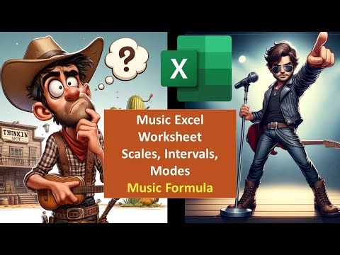 Music Excel Worksheet-Scales, Intervals, Modes-Music Formula 6020 Guitar & Excel