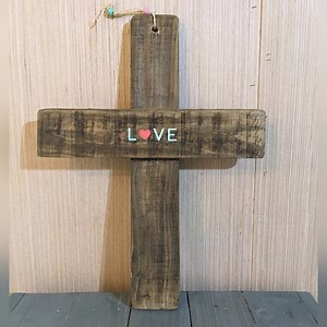Handmade Wood Cross Handcrafted LOVE