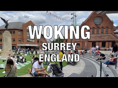 Woking Town Centre Street View, Surrey, UK, England 🇬🇧, 4K HDR