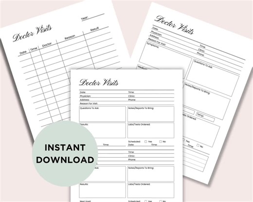 Doctor Visit Tracker Editable, Doctor Notes Printable, Medical Records, Dr Appoinment Log, Template Fillable, A4/a5/letter PDF - Etsy