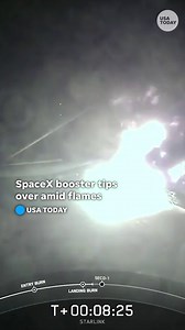 Watch SpaceX's Falcon 9 first-stage booster tipped over after landing