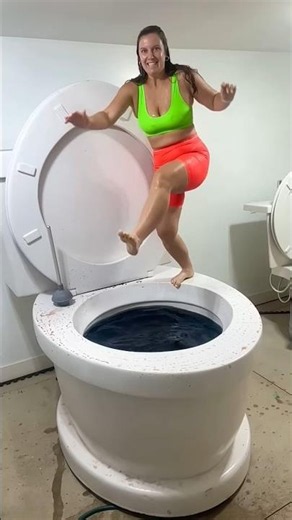 SUPER HIGH JUMP into Worlds Largest Toilet 🤪😏🥹 ... 9554