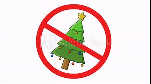 Animation of prohibited icon and christmas tree icon