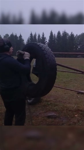 Outdoor training with a tractor tire.