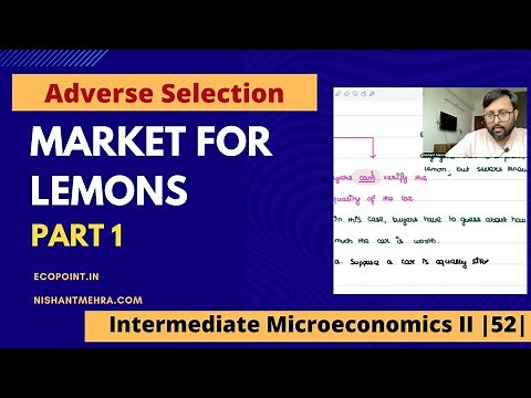 Market for Lemons | Part 1| Adverse Selection |Asymmetric Information | 52 |