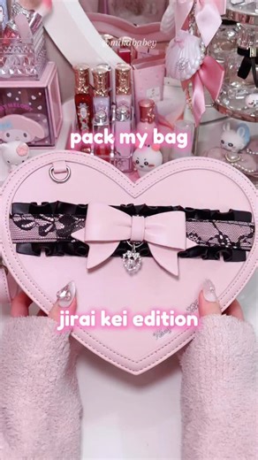 ♡ mika ♡ on Instagram: "pack my new jirai kei bag 🎀🖤 this bag is from @_honeypepper9 and it’s so adorable!! it’s such a cute pink color and the materials are really nice. you can use code Mika10 for 10% off your purchase at honeypepperix.com 💞 - - - - tags: #jiraikei #jfashion #地雷 #地雷女 #packmybag"