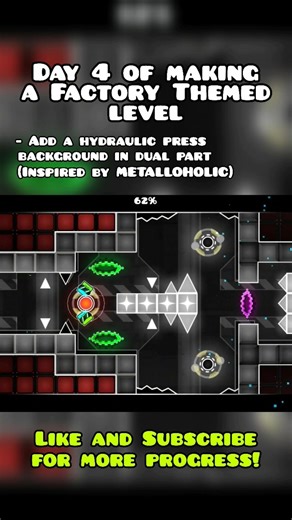 Day 4 of making a Factory Themed level #geometrydash #gd