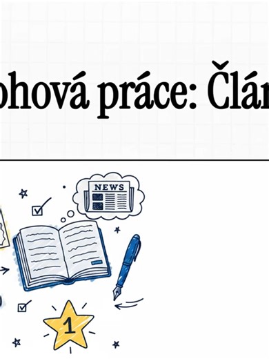 Twin, maturita ze slohu nikdy nebyla tak easy. 💅 Publicistický článek v kostce: 💀 O co go: Text určený pro noviny, časopis nebo web. Má informovat o události, ale zároveň musí udržet čtenářovu pozornost. 💀 Jak to napsat: Bezpodmínečně musíš mít Titulek (chytlavý nadpis). Pod ním Perex (jeden krátký, často tučný odstavec, co shrne pointu). A pak samotný text rozdělený do menších odstavců, ideálně i s podtitulky. 💀 Jazyk: Čtivý, neutrální až mírně subjektivní. Musí to odsýpat, nesmí to být nud