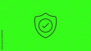 shield with tick animated outline icon with alpha channel. minimal and modern shield with tick 4k video animation for web, mobile and ui design. 4k, animated, animation, award, badge, firewall,