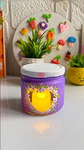 Painting on glass jar 🧿💜 #shorts #youtubepartner #creativeart #craftideas #artscraft #glassjars