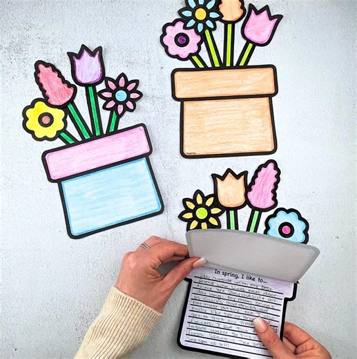 Spring Writing Activity | Square Flower Pot Craft | Kids Printable Spring Craft | Classroom Writing Printable - Etsy
