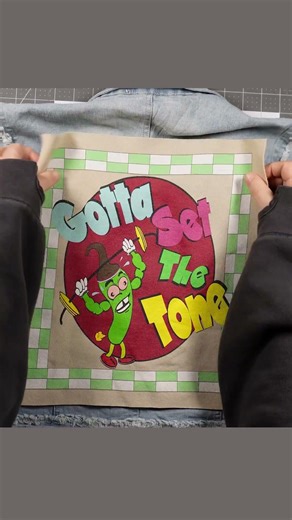 Sewing A Hybrid Denim Sweater Jacket with Graphic Design I Created.