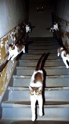 CCTV Camera Caught a CAT Floating Down Stairs 🐈📹 #scary #horror