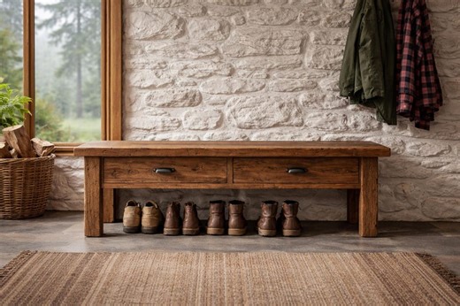 Rustic Solid Wood Entryway Bench With Drawers, Farmhouse Mudroom Seating, Handmade Storage Bench, Reclaimed Wood Style Furniture - Etsy Australia