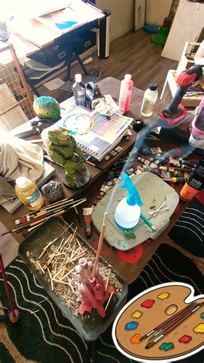 what does your art desk look like atm? heres mine lol #artstudio #artreveal #artistsupport #artist
