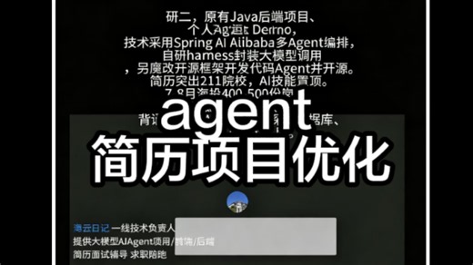 原有Java后端项目、个人Agent Demo，整合优化为AI全栈实习，