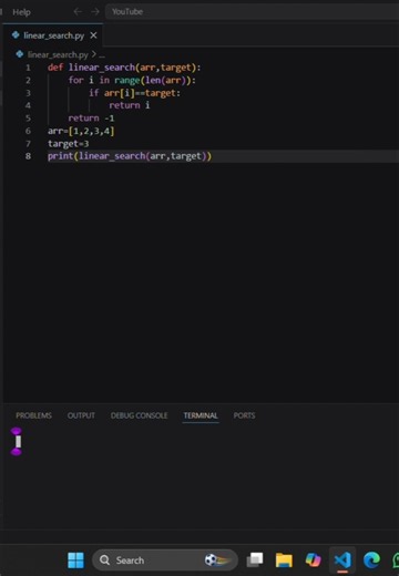 🔍 Linear Search in Python | DSA for Beginners#Python #DSA #LinearSearch #Programming #Coding #Algo