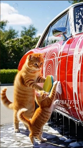 Cat Baby Car Wash Fun🐱🚗