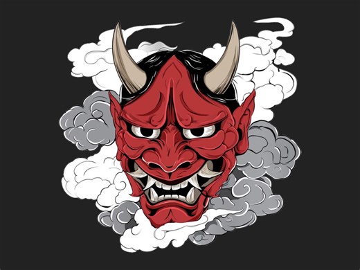 Red Hannya Mask Tattoo PNG, Japanese Demon Art, Smoke Design (instant Download) - Etsy