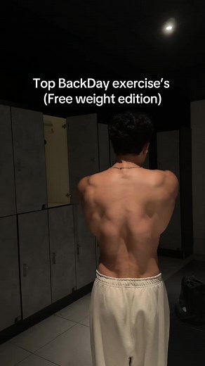 Top back exercises using only free weights. Build width, thickness, and strength. Follow the journey. #fitness #gymtok #gymmotivation #back #gym