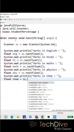 Java Tutorial: Student Marks Percentage Program #programminglanguage #coding