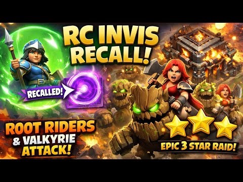 LIVE TH16 vs MAX TH16 🔥 RC Invis Recall Strategy | Root Rider Valkyrie 3-Star Attack