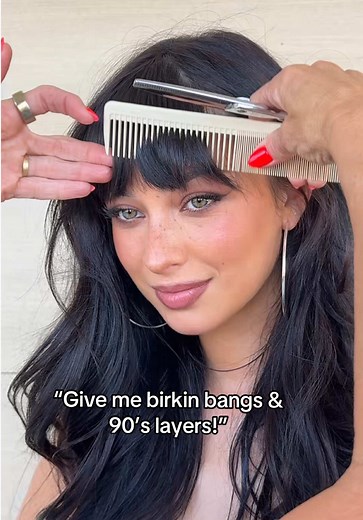 @Mishka 🖤🖤 Learn how to cut 90’s layers & bangs! Habiteducation.com Book with us in California and Arizona! #layers #bangs #extensions #longhair