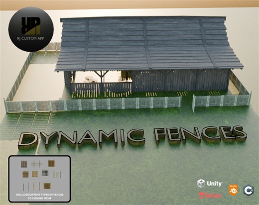 Dynamic & Connectable Fence Pack – Modular Fences with Interactive Gate System for Unity by RJ Custom App