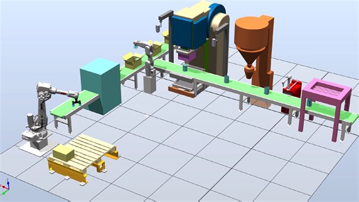 ABB仿真Robotstudio软件-机器人奶粉罐灌装装箱码垛