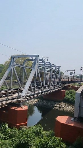 Parallel Race Between Two Local Train at Small Bridge #shorts #viral | Rail World By Roshan