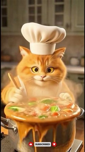 Chubby chef vs the exploding Soup Pot#shortvideo #chubbycat #cuteanimal