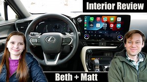 Matt and Beth review the interior in the all-new 2022 Lexus NX 450h . Lexus made a ton of great improvements for the 2022 NX although the biggest improvement has to be the huge new touchscreen, which replaces the cumbersome controller pad. It also adds in (mostly) digital gauges, and in higher trims like this one, a big head up display. Some of the tech does have a bit of a learning curve though. Even though the NX hasn't really grown in size for this new generation, it still has competitive amo