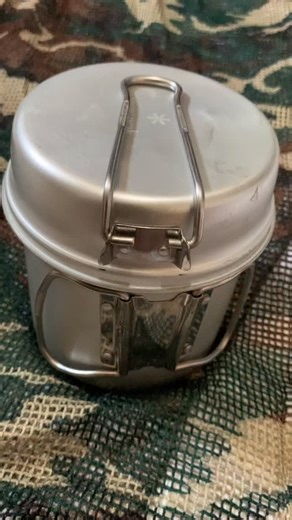 Solo Stove gasifier wood stove in Snow Peak nesting cup/pot....