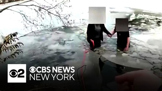 Video shows NJ police officer rescuing 2 from frozen lake