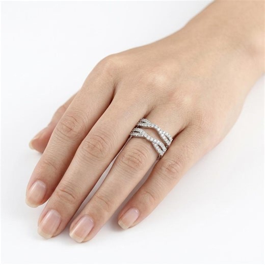 Diamond Crossover Ring Enhancer Guard — 925 Silver, 10k 14k 18k 22k Gold - Etsy