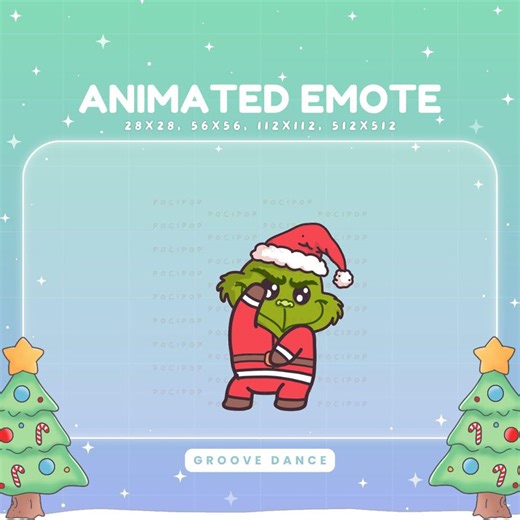 Emoticono navideño animado del Grinch, chat de transmisión navideña bailando al ritmo de Twitch - Etsy España