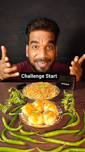 1 Plate Noodles & Momos in 80 Sec Eating Challenge | #shorts #ytshorts #noodles #momos #foodie #yt