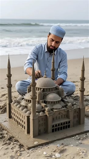 Building the Blue Mosque with Mud at the Seashore 🌊🕌