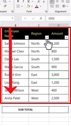 Sum only visible cells in Excel 😱 #excel