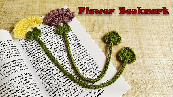 Crochet flower bookmark tutorial | Easy bookmark pattern