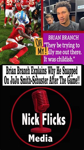 Brian Branch Explains Why He Snapped On JuJu Smith-Schuster After The Game! _____________________ TRY TO BLOCK OUT HEAVY BREATHER!😂 Detroit Lions safety Brian Branch expressed regret for striking Kansas City Chiefs wide receiver JuJu Smith-Schuster following his team's 30-17 loss on Sunday night. "It was a childish thing, but I'm tired of people doing stuff in between the play and refs don't catch it," Branch told reporters after the game. "They be trying to bully me out there. I should have ne