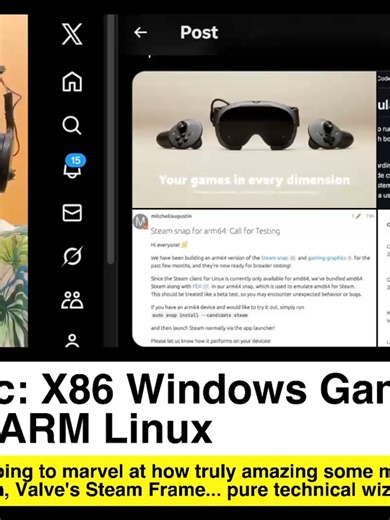 This is Magic: X86 Windows Games Running on ARM Linux Sometimes it's worth stopping to marvel at how truly amazing some modern technology is. FEX, Proton, Valve's Steam Frame... pure technical wizardry. More from The Lunduke Journal: https://lunduke.com/